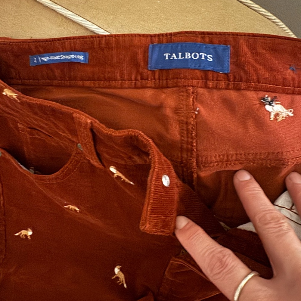 Talbots Rust Pants with Embroidered fox 🦊